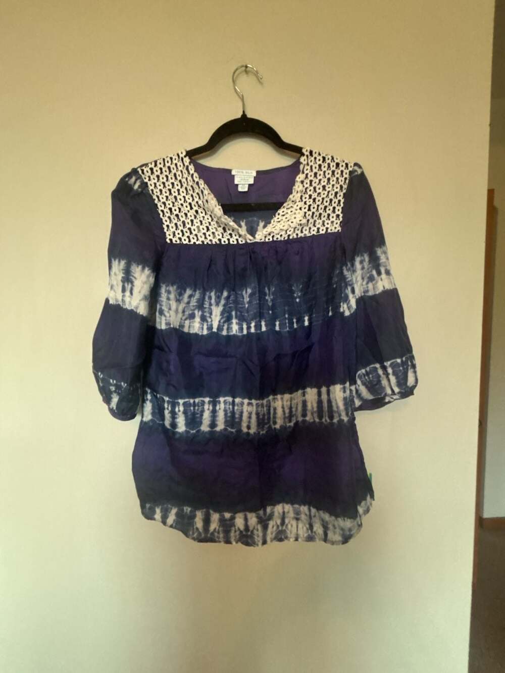Calypso St. Barth for Target 100% Silk Tie-Dye Tunic with Crochet Detail